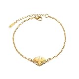 GoldBo Syria Eagle Flag Bracelet for Women, Stainless Steel Gold Plated Chain, 7.08 Inches with 1.57 Inch Extender, Syrian Ethnic Jewelry (Gold Color)