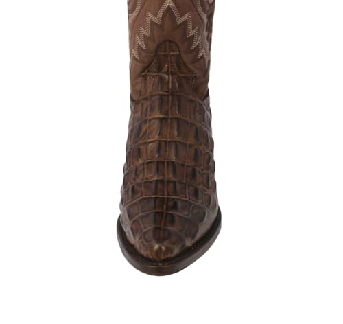 El Presidente Mens Western Cowboy Boots Brown Leather Alligator Back Pattern J Toe4