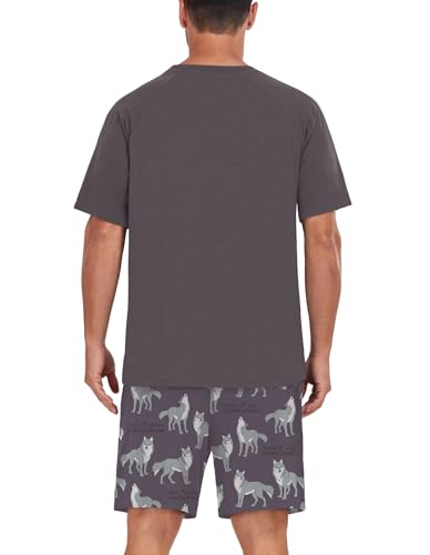 Image of Mens Pajamas Set Lightweight Summer Pjs Sleepwear Soft Comfy Short Sleeve Loungewear With Pocket (S-4X)