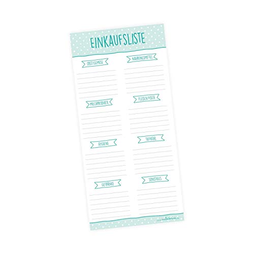 Einkaufsliste mint 50 Blatt - Einkaufszettel DIN lang Punkte Papier Notizblock Einkaufsblock Planer Schreibtisch Organisieren