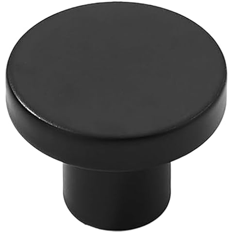 khtumeware 10 Pack Matte Black Cabinet Knobs - 1-1/5 Inch Round Drawer Pulls for Kitchen Cabinet Hardware Dressers Knobs and Closets Cover