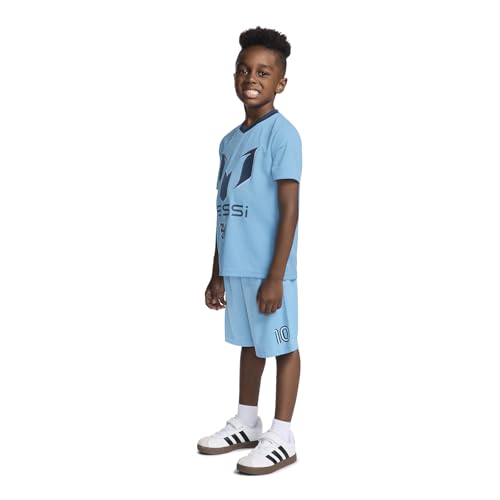 Image of Messi Boys' Lifestyle Short Sleeve 2-piece Set, Slim-fit Jersey Set With Top & Shorts