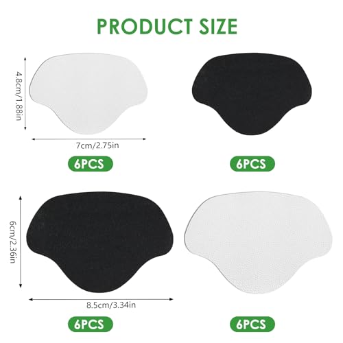 Image of Inside Shoe Heel Repair Patches, Self-Adhesive Shoe Hole Patch Kit for Sneaker Mesh Sports Tennis Work Hiking, Quick Fix for Inner Heel or Toe Holes (Black & White (24 Pcs, 7 /8.5 cm))