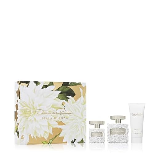 Oscar de la Renta Bella Blanca Eau de Parfum 3 Piece Gift Set for Women - Perfume Spray 3.4 Fl. Oz, & 1.0 Fl. Oz., and Body Lotion 3.4 Fl. Oz.
