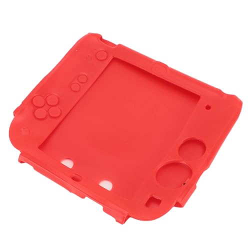 Image of Handheld Game Console Silicone Cover for 2DS Soft Protective Case Scratch with Top Bottom Screen Protector (Red)