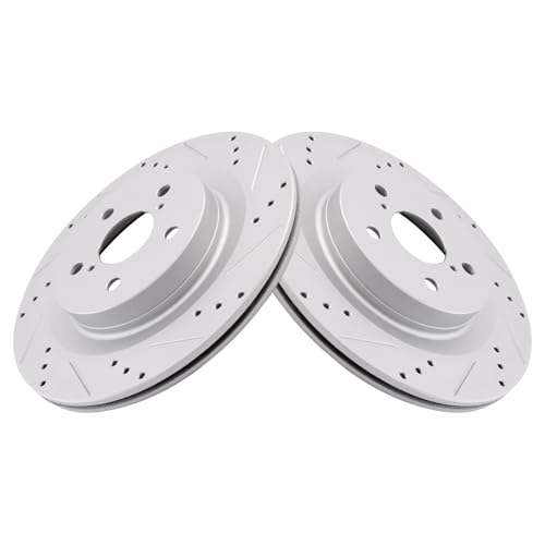 Image of TRQ Performance Rear Brake Pad and Rotor Set Ceramic G Coated Slotted Drilled Compatible with 2022 Lexus NX250 NX350 NX350h