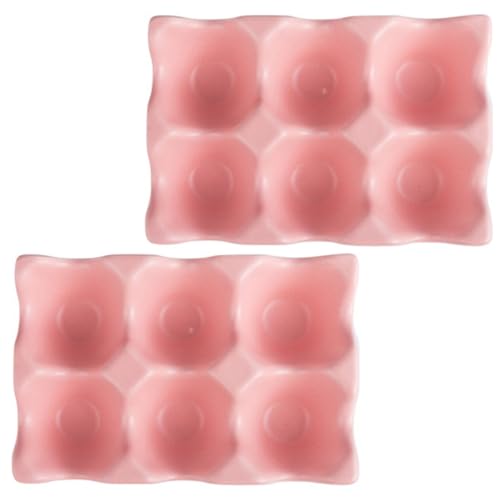 Porte-œufs en céramique rose VALICLUD lot de 2 plateaux à 6 compartiments