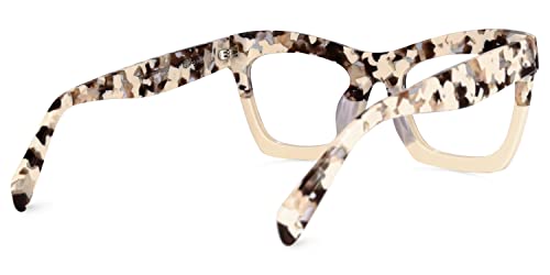 VOOGLAM Rectangle Eyeglasses for Women with Non-prescription Clear Lens Sienna Light Tortoise GWA035804-01