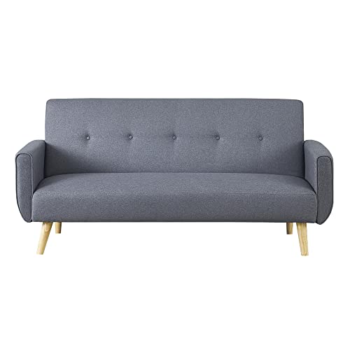CONCEPT USINE - Canapé Scandinave Convertible Berlin 3 Places Gris - Canapé Lit Moderne avec Accoudoirs - Largeur 183 cm - Tissu 100% Polyester - Equilibre, Confort, Design, Résistant