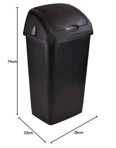 Sterling Ventures 60 Litres Premium Plastic Swing Bin for Home and Kitchen Rubbish Waste (Black)
