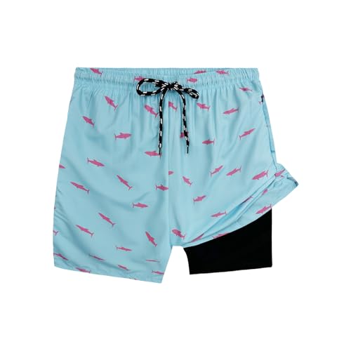 Muscle Killer Men's Swim Trunks with Compression Liner 2 in 1 Board Beach Shorts Quick Dry Swimwear Bathing Suits Swim Short