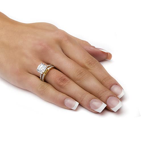 PalmBeach Yellow Gold-Plated Round Cubic Zirconia Split Shank Engagement Ring Sizes 7-123