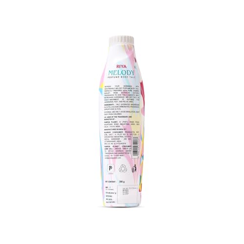 RIYA MELODY PERFUME BODY TALC (300 gm) | Fragrant Talc for Women| Smooth Texture | Citrus Floral Fresh Perfumed Talc| Mild Fragrance | Sweat Absorbent | Safe on Skin