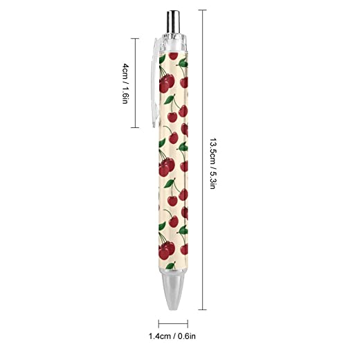 Bolígrafo retráctil de tinta negra con patrón de cerezas para material escolar y oficina 2