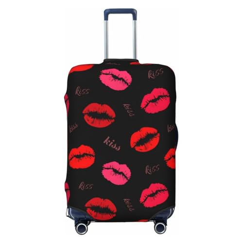 Red Lips Kiss Travel Luggage Cover Suitcase Protector Bag,Double-Sided Printed Fits 18-32 Inch Luggage,Baggage Covers For Kid And Adult,Large