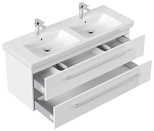 Villeroy & Boch SUBWAY2-0-130CM000101DE Waschbecken mit Unterschrank, Holz, weiß hochglanz, 130 x 50 x 47 cm
