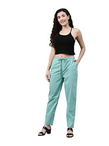 Image of GO COLORS Soft Cotton Pant Full Length for Women| Breathable, Mid Rise