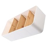 ABOOFAN Caja de Almacenamiento de Bambú y Madera Desmontable con Compartimentos Organizador de Escritorio Compacto para Suministros Domésticos y Oficina Diseño Ahorra Espacio y Mantiene