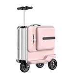 Jidanmian Maleta eléctrica Inteligente de 48 litros con luz LED, Plegado con un Solo botón y Puerto USB. Ideal para Viajes de Negocios en aeropuertos(Pink)