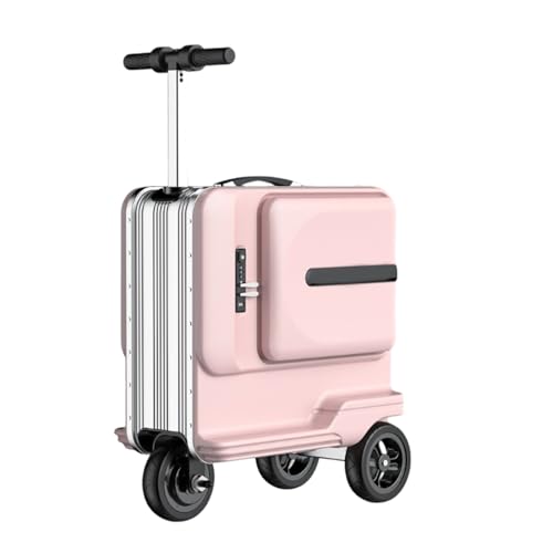 Jidanmian Maleta eléctrica Inteligente de 48 litros con luz LED, Plegado con un Solo botón y Puerto USB. Ideal para Viajes de Negocios en aeropuertos(Pink)