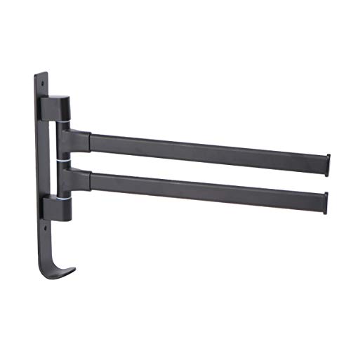 Hemoton Folding Hangers 1Pc No Punching Towel bar Black Coat Hanger Wall-Mounted Tower Hanger Wall Mounted Clothes Hanging Space Aluminum Bathroom Rack Coat Hanger Nordic Bathroom Shelf