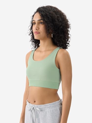 Image of The Souled Store Jade Green Women and Girls Round Neck Sleeveless Cotton Padded Bralette Top