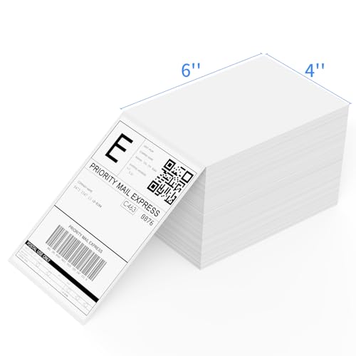 Image of RONGTA 4x6 Thermal Labels, Fanfold Shipping Label Compatible with Thermal Printers,Clear Printing,Permanent Adhesive,500 Sheets per Stack (White 4x6, 1 Stacks | 500 Labels)