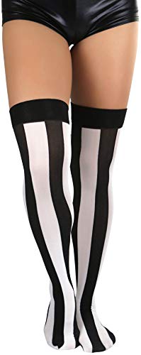 ToBeInStyle Women’s Wide Vertical Striped Thigh High Halloween Party Novelty Stockings4
