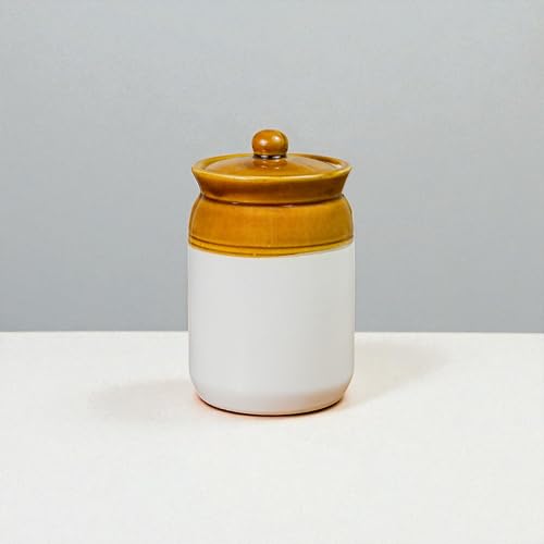 Image of Ceramic Achaar Jar - 2 Kg (2000 ml) - Martban Pickle Container - Kitchen Storage for Pickle, Chutneys and Sauces - Durable, and Easy to Clean (2 Kg Brown Jar)