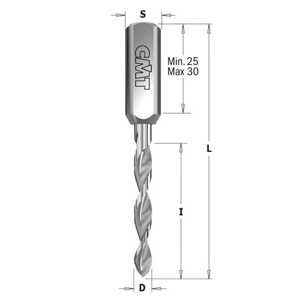 CMT CMT-314.100.22 314.100.22-Broca ciega para taladradora HWM S=10X27 D=10X35X70 LX, Nero