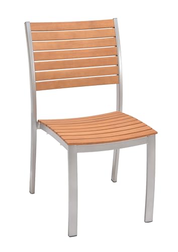 METRO Professional Silla de Jardín Lynx, Aluminio/Madera de Eucalipto, para Exterior, Madera/Plata