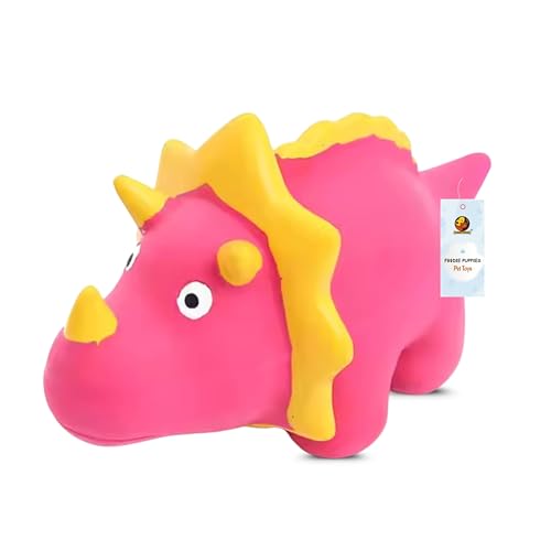 Image of Foodie Puppies Dog Squeaky Chew Latex Rubber Toy - (Pink Digno) for Small Dogs & Puppies | Durable, Soft, Animal Design, Fetch & Chew Safe Play Toy | Reduce Separation Anxiety