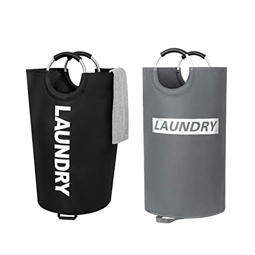 Zero Jet Lag 115L X-Large Laundry Basket Collapsible Fabric Laundry Hamper Tall Dorm Laundry Bag With Handles (Black And Silver Grey) #TOP7