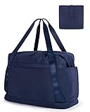 BAGSMART Foldable Travel Duffle Bag, 30.6L Large Carry On Tote Bag Gym Sports Bag for Women, Weekender Overnight Bag for Travel Essentials & Daily Necessities(Navy Blue)