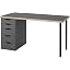 Grey/Wood Effect Black Desk With Legs
