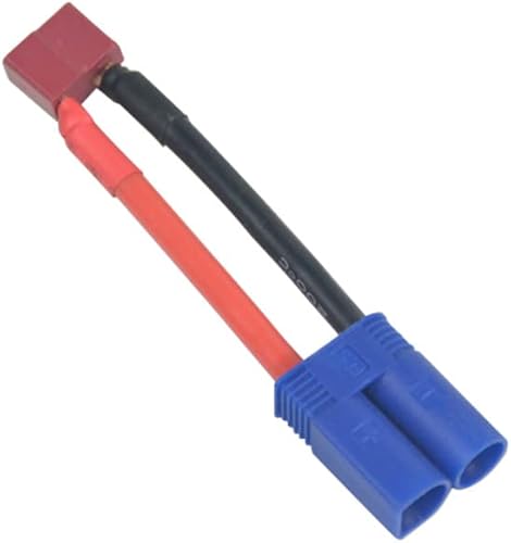 Miniatura 3 de 2 Pares EC5 Conector a Deans Estilo T-Plug Macho Hembra Adaptador de conversión RC 12 AWG Cable de alambre para RC Hobby Modelo FPV Dron Rojo y Azul