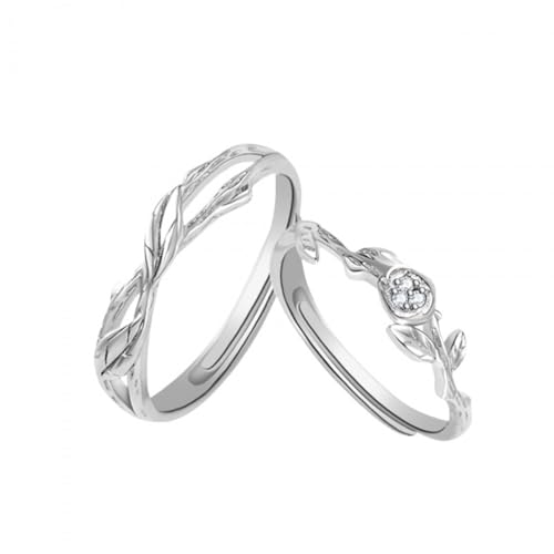Bague cadeau d'anniversaire alliance argent réglable pour couple
