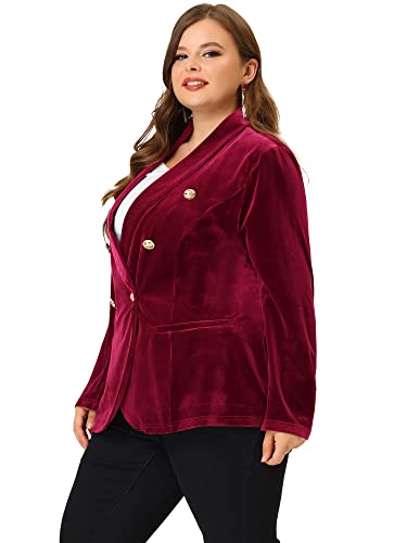 Agnes Orinda Velvet Blazers for Women Plus Size Vintage V Neck Button Notched Lapel Casual Velvet Blazer Christmas3