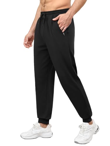 Auxo Men's Fleece Lined Joggers with Zipper Pockets Water Resistant Winter Stretch Tapered Pants Athletic Workout Sweatpants3