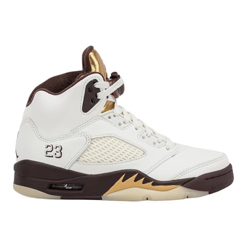 Air Jordan 5 Retro Golden Ticket Womens Lifestyle Shoes (Earth/Metallic Gold/Sail/Muslin) Size 8