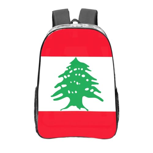 Sac à dos transparent avec poches imprimé drapeau du Liban noir