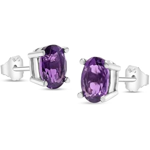 925 Sterling Silver Amethyst Stud Earrings Cover