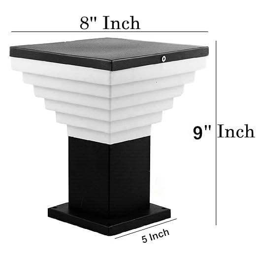 Lyse Decor Waterproof Gate Light for Main Gate Entrance, Outdoor Pillar Lamp, Gate Lamp for Garden & Boundaries Lights (Modern Design Stairs Shape, Pair of 2 Pieces) 4