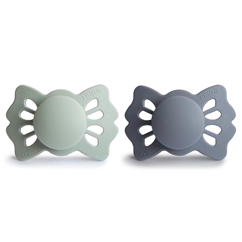 Image of FRIGG Lucky Symmetrical SilkySoft Silicone Baby Pacifier | Made in Denmark | BPA-Free (Sage /Great Gray 0-6 Months)