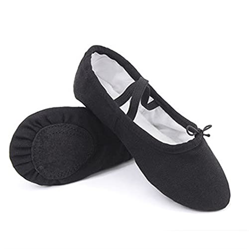 Ballet Slippers 3 Pairs Dance Shoes for Children Ballet Shoes for Girls Ballet Flats Kids Canvas Split Sole Ballerina Practice Shoes for Dancing,Black-11.5 UK