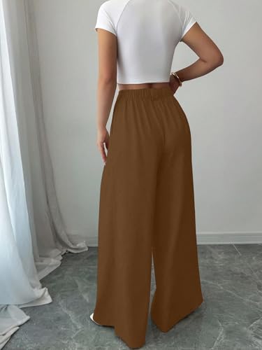 Image of Aahwan Solid High Waist Straight Korean Loose Pleated Wide Leg Trouser for Women's & Girl's