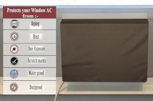 Image of The Furnishing Tree window ac cover suitable for Lloyd 1.5 Ton GLW18I3FWCEV, Beige Color Elastic fit Cover for front and rear Of Window Ac