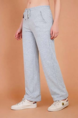 Image of Women's Relaxed Fit Grey Trouser, Straight Fits High Waist Pants with Pockets for Sporty & Casual Look