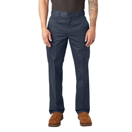 Dickies Mens Relaxed Straight-fit Cargo Work Utility Pants, Dark Navy, 36W x 30L US