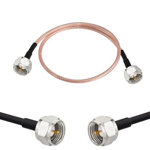 Image of Superbat TV Coax Cable, 6 inches Slim Coax 75 Ohm RG179 with F-Type Connectors for TV, Satellite & Antenna Cable 2-Pack
